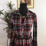 Derek Heart Shirt Dress Women Small Red Black Plaid Long Sleeve Stretch Casual Photo 1