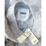 Aerie NWT Gray Unreal Cable Crew Sweater with Pearls Photo 6