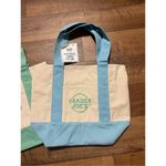 Trader Joe’s Pastel Blue And Pastel Green Mini Canvas Tote Bag NWT Photo 1