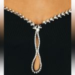 Self Portrait Knit Diamante Top S Black Photo 5