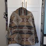 Free Planet  Aztec Boho Western Flannel Jacket Brown Sherpa Shacket cabincore Photo 10