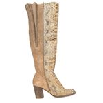 Pierre Dumas  Snakeskin Chunky Heeled Knee High Boots Taupe Suede 8.5 Wide Calf Photo 2
