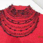 Chelsea & Theodore Beaded Mockneck Sleeveless Stretch Silk blend Red Black Top Size L Photo 1