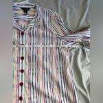 Ali Miles Top Womens XL Rainbow Stripe Button Front Wire Collar Artsy Tunic White Photo 6