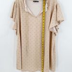 Adrianna Papell  Pink Printed Ruffle Tie Split Neck Flutter Sleeve Career Top 3X Photo 10