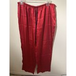 Vintage Pink by KMart 2 Piece Satin Pajama Set Womens Large Red Embroider Pocket Photo 6