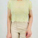 boho trendy sheer rave floral lime green lettuce edge layering tee XS/s White Photo 5