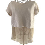 ZARA sheer underlay cream short sleeve top size L Photo 0