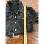 NEW Cropped Black Denim Womens S/M Jacket Fringe Distressed Hem Tassels Western Size M Photo 6