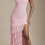 Oh Polly  Bandeau Ruffle-Trim Maxi Dress in Blush Photo 0