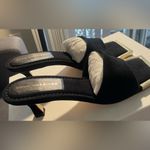 Good American | ‘The Standout’ Square Toe Slide Kitten Heel | Black/Gold - NIB Photo 10