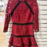Alexis Kharis Crochet Floral Long Sleeve Lace Tiered Mini Dress Red Women Size M Photo 0