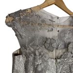 Rickie Freeman Teri Jon Silver Gray Floral Jacquard Applique Evening Gown Size 4 Photo 9