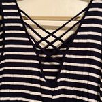 Heart & Hips | Navy Blue & White Striped Tank Top Scoop Neck Woven Back Large Photo 5
