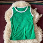 70s vintage Kelly green knit tank top with scalloped trim Photo 2