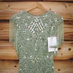 Mac Duggal  4908 Green High Neck Sleeveless Beaded Fringe Fitted Gown Dress Photo 8