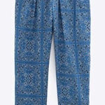 ZARA NWT  Printed‎ Drawstring Cropped Pants High Waist Blue Womens Size XS NEW Photo 0