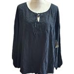 Style & Co Embroidered Floral Eyelet Lace Tunic Top Sz XXL Key Hole Flowy Classic Photo 1