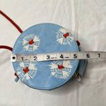 Anthropologie  Shibori Round Blue Dyed Leather Boho Crossbody Bag purse Photo 4