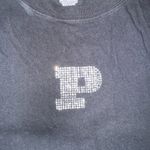 PINK - Victoria's Secret Victoria's Secret PINK Shirt Black Bling Logo Short Sleeve Top Rhinestone Small Photo 1