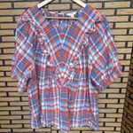Terra & Sky  Blue And Red Plaid Top Size 2X Photo 0