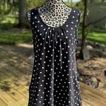 Lands' End  Black Tank Dress Polka Dot Pleated Swim Cover Knit Pocket M (10-12) GH Photo 0