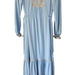 Vintage Prairie Blue Maxi Dress Lace Tiered Western Pioneer Cottage Modest Folk Photo 0
