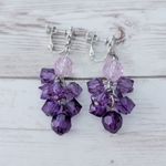 Vintage Clip On Earrings Stunning Extra Long Purple Dangle Statement Photo 1