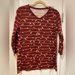 kim rogers NWT  Perfectly Soft Size S Owl Tree Print 3/4 Sleeve V Neck Tee Shirt Photo 0