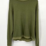 Treasure & Bond  NWOT Olive Green Waffle Knit Trim Pullover Sweatshirt Size Small Photo 1