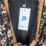 Pano Floral Print Flocked Velvet Eyelet Lace Trim Surplice Tiered Midi Dress Black Size 18 Photo 6