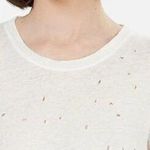 IRO Marvina Linen Long Sleeve Shredded Holes Tee in Ecru Cream Women's XS Photo 1