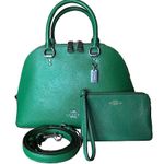 Green Leather Dome Shaped Katy Satchel 2553 & COACH Green Wristlet Photo 0