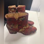 Franco Sarto  Burgundy Brocade Boots Size 9 Heeled Chunky Ankle Photo 1