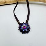 American Eagle Prism Blossom Leather Cord Necklace Purple Photo 1