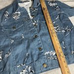 vintage festival feminine Denim Jean Jacket Button Font Floral Small country Blue Photo 8