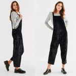 Urban Outfitters  Black Velvet Velour Crop Overalls Jumpsuit Photo 1