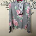 Just Be  Womens grey with pink floral Maternity Pull Over Hoodie Shirt Sz M Photo 5