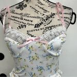 None Sexy Floral Ribbon Strap Crop Top Lace Hippie Flower Ruffles Coquette  Cami S Photo 11