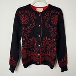 Pendleton  Vintage Wool Cardigan Size Medium Black Red Christmas Made in USA Photo 0