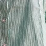 Everlane Womens 00 Silky Cotton Relaxed Shirt Green White Stripe Long Sleeve NEW Photo 3