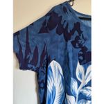 Vintage National 100% Rayon Blue Floral Midi Dress sz XL Beach Hawaii Vacation Photo 3