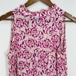Roma Sleeveless Dress Pink Floral Print Ruffle Trim Tiered Boho Chic Lenzing Size L Photo 4