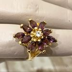 Amethyst 18K G.E. Cocktail Cluster Ring Size 6 Photo 4