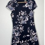 Vince Camuto  Floral Scuba Fit And Flare Mini Dress Size 12 Navy Pink Photo 2