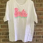 Fruit of the Loom Barbie Oversized Pink and White Tee Photo 0