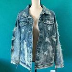 Fantastic Fawn Blue Fringed Western Distressed Denim Jacket Womens Size M Photo 3
