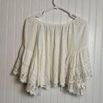 Band of Gypsies White Cropped Peasant Style Top Bell Sleeves, Lace Detail Photo 5