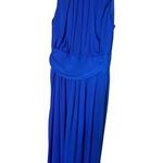Badgley Mischka  6 Pleated Ruched Flowy Long Gown Sapphire Blue Formal Dress Photo 0