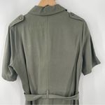 Miss Selfridge  DENIM Dress Size 10 Khaki Army Green Button Down Belt Mini Shirt Photo 9